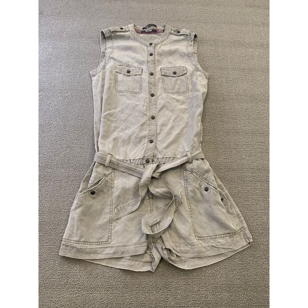 Maison Scotch Women's Small Petite Gray Utility Romper Belted‎ Playsuit